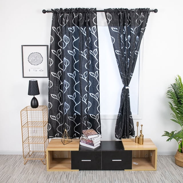 Cqxid Rideau à Moins de 10 $ Vignes Feuilles Tulle Porte Fenêtre Rideau Draperie Panneau Voile Foulard