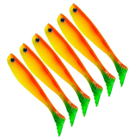 6Pcs 10cm/5.3g Soft Fishing Lures Bright Color Soft Flexible Bite-Resistant Realistic Looking T Tail Fishing Baits Swimbaits