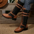 thumbnail image 4 of Women Riding Boots, Mid Calf Combat Boots, Winter Lace Up Gothic Motorcycle Boot with Inside Zipper Non Slip Outsole, 4 of 8