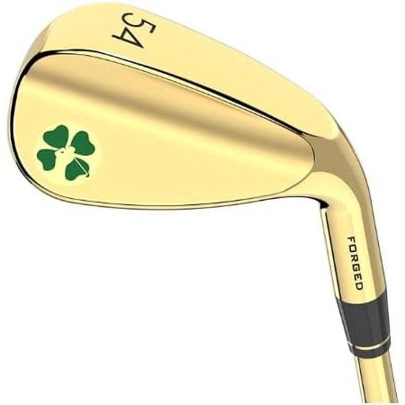 Lucky Wedges Gold 54 Degree Gap Wedge - 12 Degrees Bounce, 35.125" Regular Flex Steel Shaft, Forged Soft Carbon Steel, Right Handed, Soft Grips