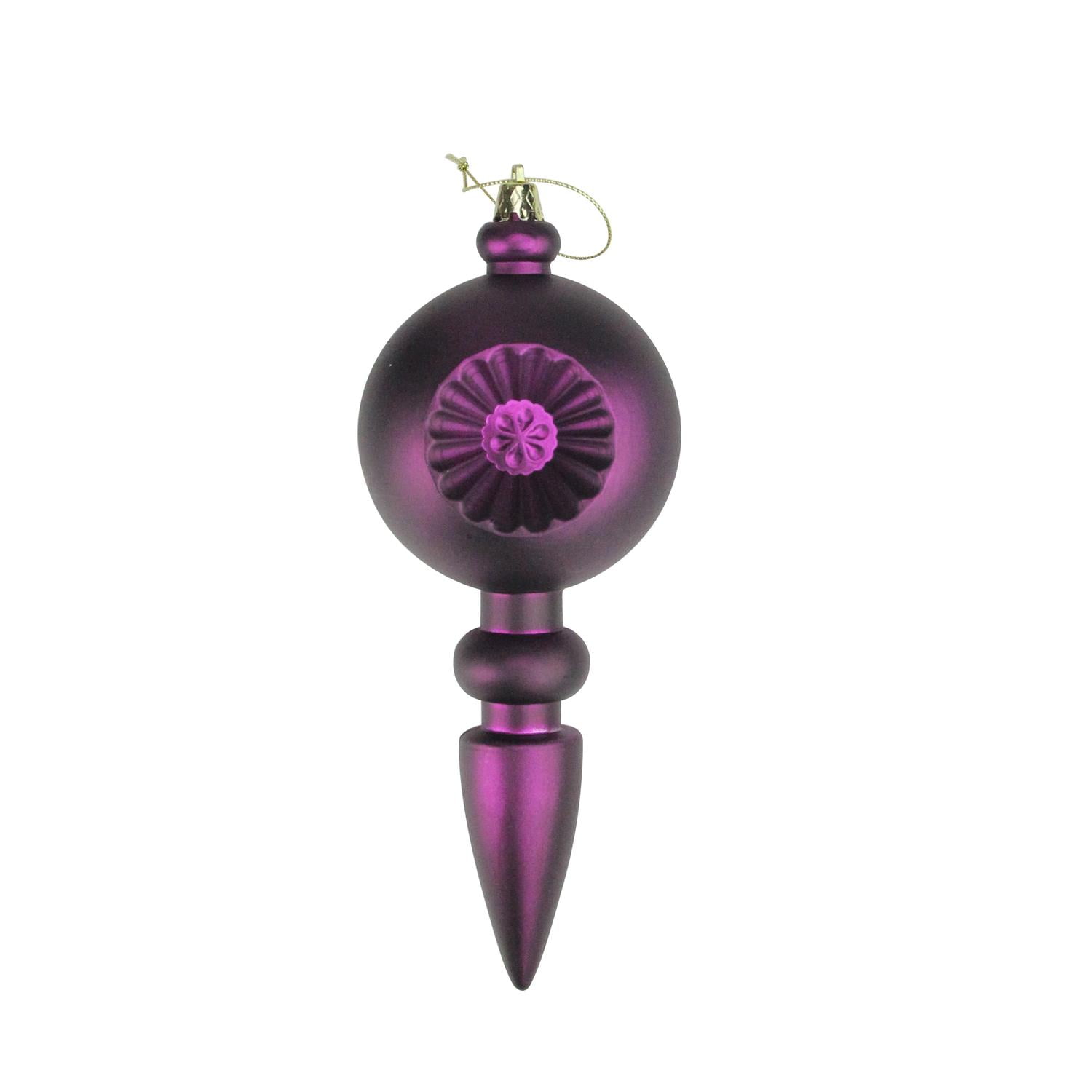 4ct Matte Purple Retro Reflector Shatterproof Christmas Finial
