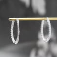 thumbnail image 4 of EOEMY For Women 925 Silver Hoop Earring Cubic Zircon Jewelry Luxury Engagement Gift, 4 of 6