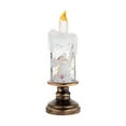 thumbnail image 1 of Vela navideña con forma de bola de nieve y pedestal, decoración navideña luminosa para mesa. Ángel, 1 of 9