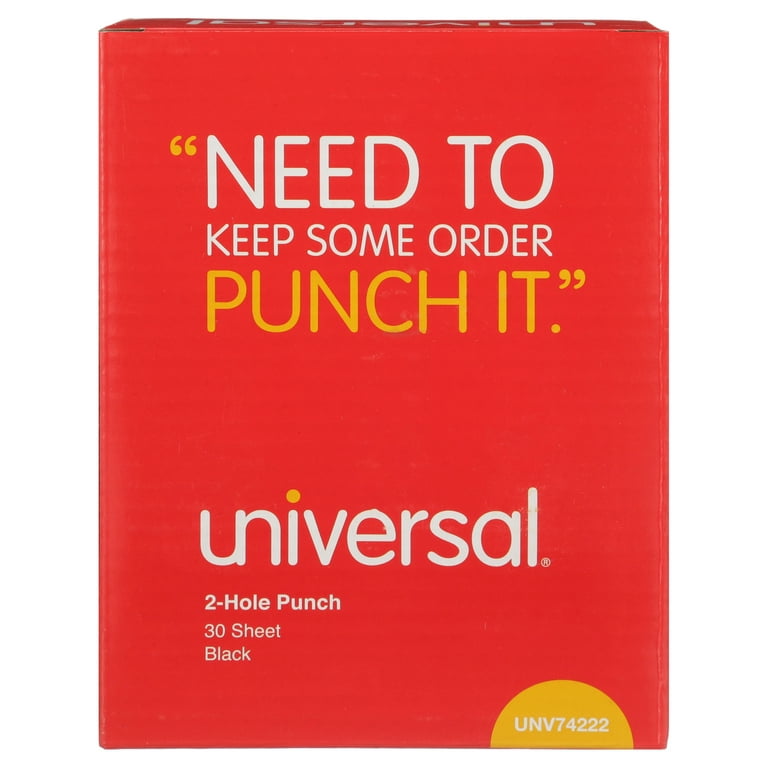 Universal UNV74222 30 Sheet Black Countertop 2 Hole Punch - 9/32 Holes