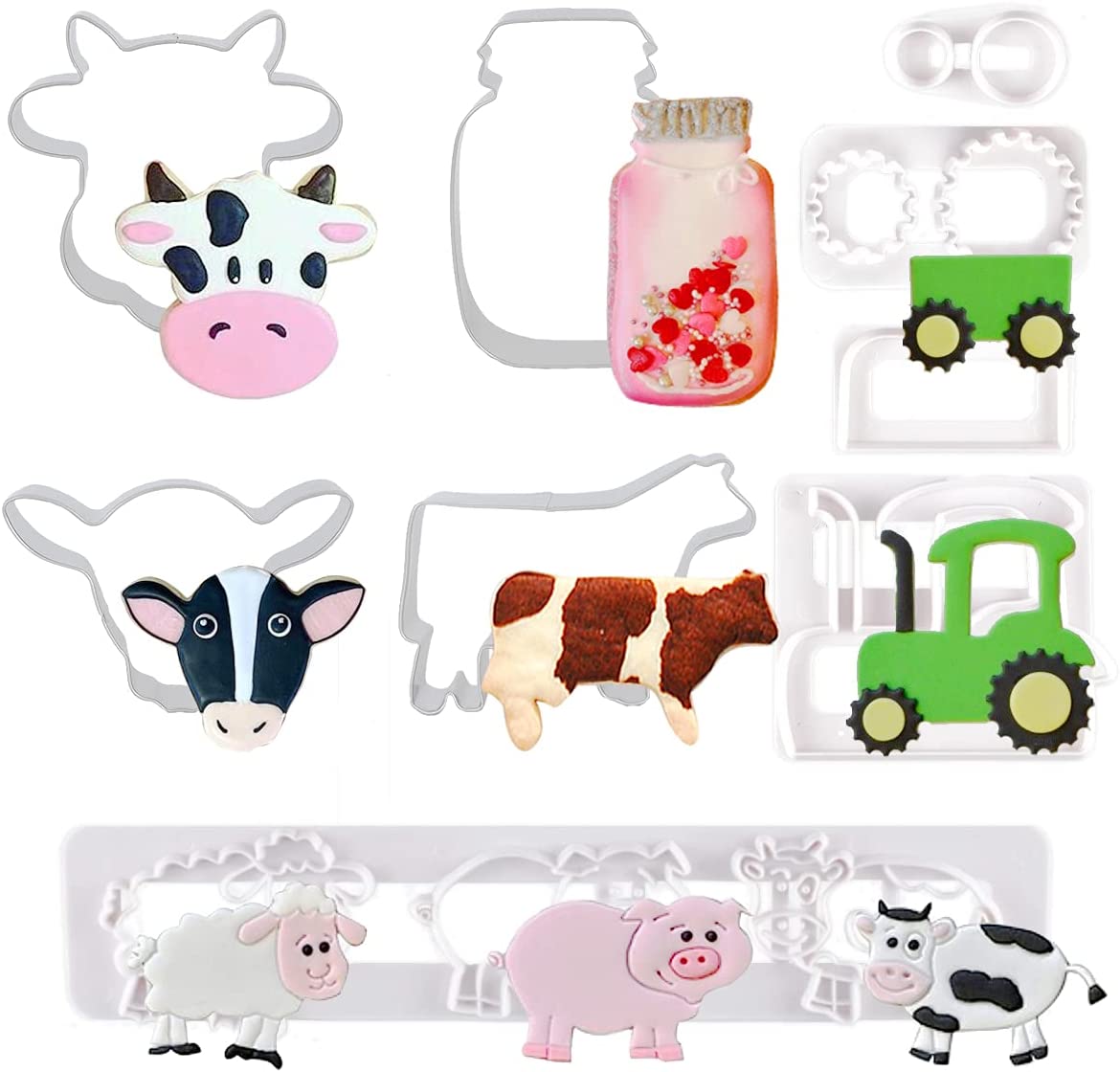 Farm Animal Cookie Cutters Set, 9 Pieces Cake Decorating Cutters with
