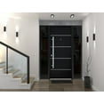 thumbnail image 4 of Front Exterior Prehung Steel Door / Deux 6083 Black Enamel / 2 Side Exterior Windows Sidelites/ Stainless Inserts Entry Metal Modern Painted W16+36+16" x H80" Right hand Inswing, 4 of 5