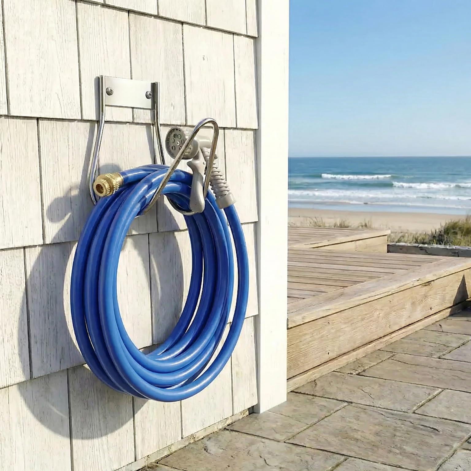 Garden Hose Holder Stainless Steel Small Wall Mount Hook  Ideal For Water Air Hydraulic Ropes Extension Cords Heavy Duty & Rust Proof Size:6.3x7x6.3 Set Of 1