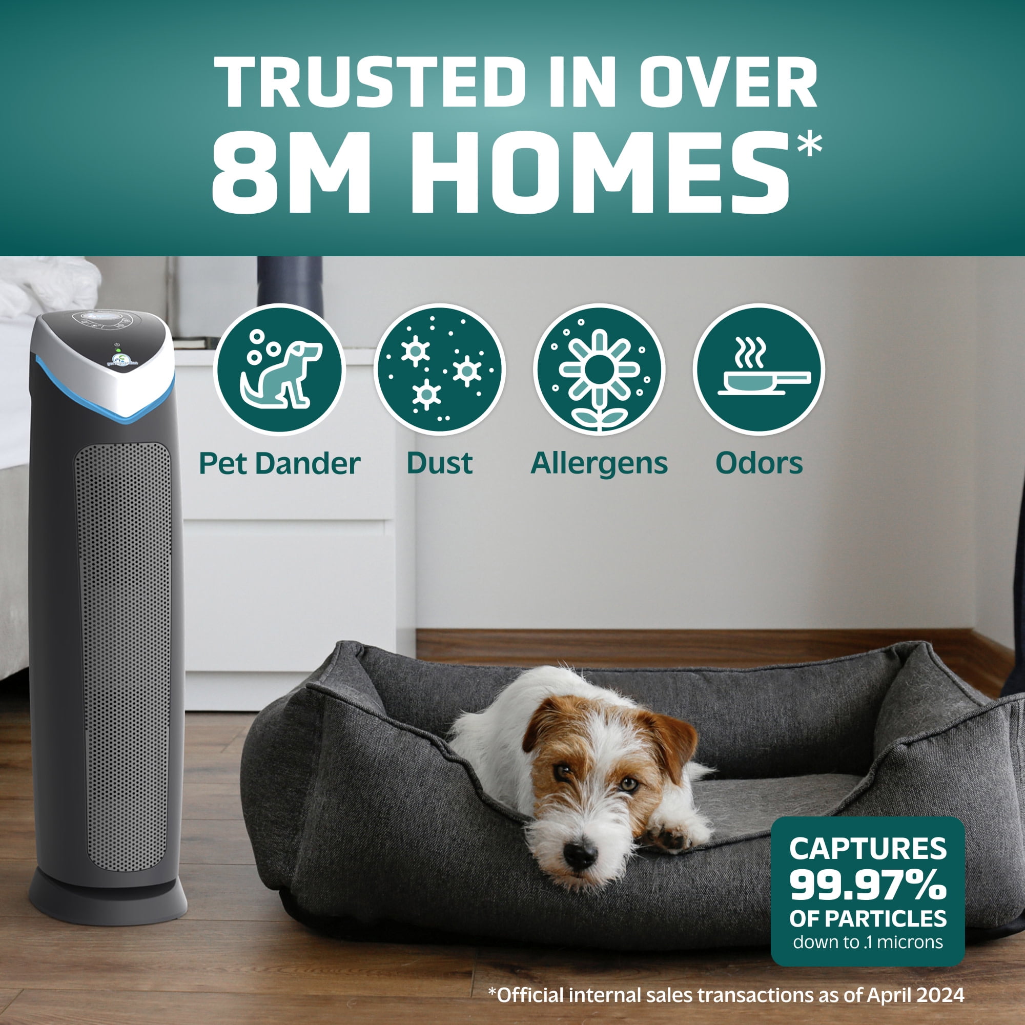 GermGuardian Air Purifier with HEPA Pet Pure Filter, UV-C, Removes Pet Dander, 915 Sq. ft, AC5250PT