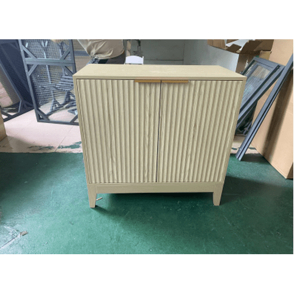 Luku Art Deco Mid-Century Sideboard Buffet, Storage Cabinet with Doors & Shelves, Wave-Grooved Panels