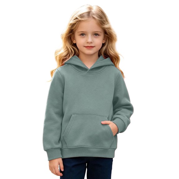 JIAYUE Girls Hoodies Soft Comfortable Loose Fit Solid Color Plain Design Long Sleeve With Pocket Pullover Sweatshirts For Kids Lightweight School Playing And Daily Wear,6-7 Years