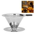 thumbnail image 3 of Coffee Dripper for Single Cup Brew,Stainless Steel Slow Drip Coffee Filter Metal Cone Paperless Reusable Cup Coffee Maker Non-slip Cup [1‑2 Cups], 3 of 8
