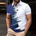 thumbnail image 2 of VERUGU Workout Shirts for Men Summer Fashion Print Zipper Tops Lapel Casual Short Sleeve Sports Shirt Blouse Navy S, 2 of 7
