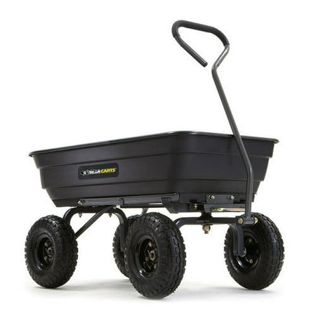 Gorilla Carts GOR4PS Poly Garden Dump Cart w/ Steel Frame and Pneumatic Tires -