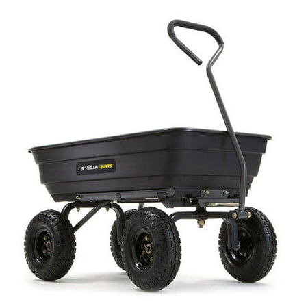 Gorilla Carts GOR4PS Poly Garden Dump Cart w/ Steel Frame and Pneumatic Tires - (Best Garden Dump Cart)