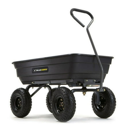 Gorilla Carts GOR4PS Poly Garden Dump Cart with Steel Frame and 10" Pneumatic Tires, 600 lb Capacity, Black