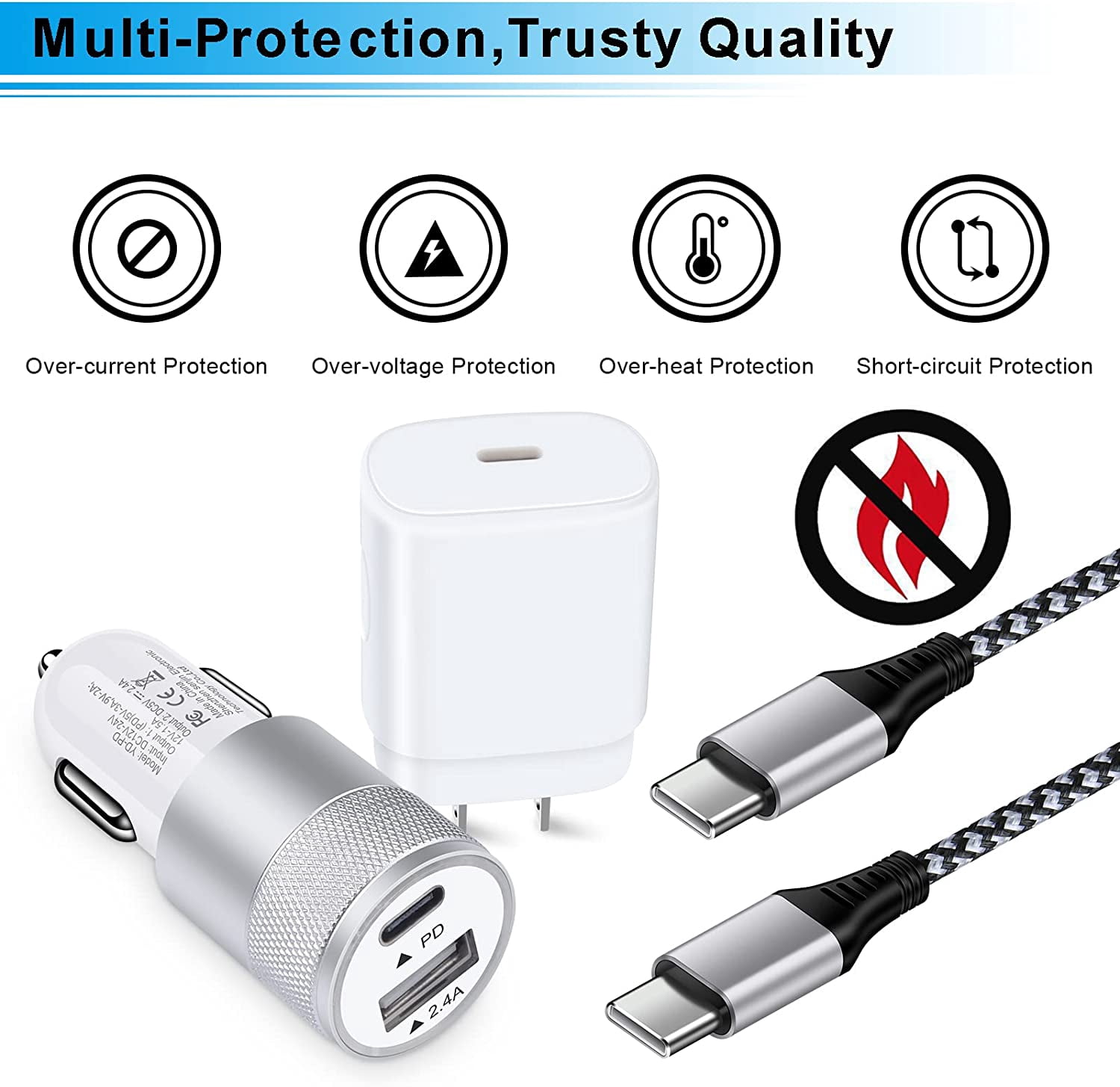 NEOYFC for  Fast Charger Type C for Samsung Galaxy Z Flip 7/6/Fold7/S25 Ultra/S24 FE/A17/A16/A55/A54/A15/ 17, 25W PD PPS USB C Wall Charger 38W Car Adapter+6FT USBC to C Cable