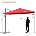 thumbnail image 3 of Costway Parasol Déporté de Patio 10 X 10 Pi en Aluminium, Rotation 360°, Inclinaison, Bourgogne, 3 of 10