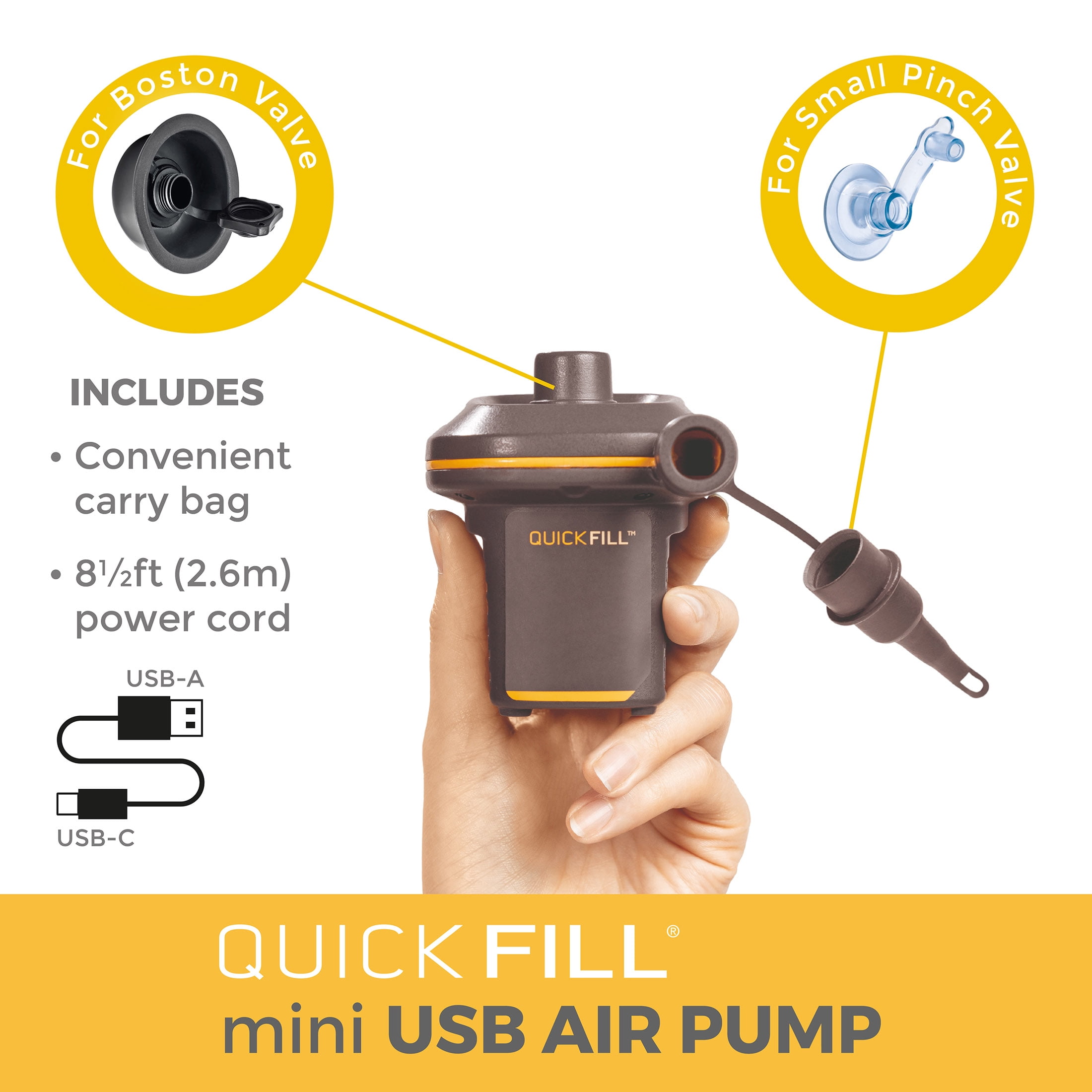 Intex Mini USB Powered Air Pump with 3 Nozzles for Mattresses and Inflatables