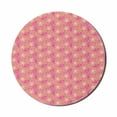 thumbnail image 1 of Floral Mouse Pad for Computers, Pattern with Dotted Flower of Plumeria Frangipani Exotic Blossom Pointillism, Round Non-Slip Thick Rubber Modern Mousepad, 8" Round, Pink Yellow White, by Ambesonne, 1 of 2