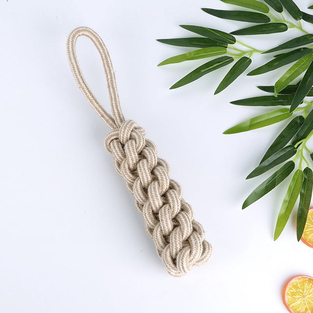 Juguete para cachorros de cuerda anudada blanca de 22 cm, adecuado para perros pequeños y medianos, un juguete para el cuidado dental de cachorros, hecho de algodón natural.