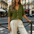 thumbnail image 5 of Xugsiok Womens Cardigan Sweaters Fashion Casual Solid Color V-Neck Button Down Short Sleeve Cover Up, 5 of 7