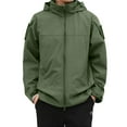 thumbnail image 2 of WTOBBY Men's Workwear Waterproof Hooded Jacket, Loose Fit Zip Pocket Warm Coat, Long Sleeve Outdoor Casual Wear for Fishing and Hiking,Green 3XL, 2 of 6