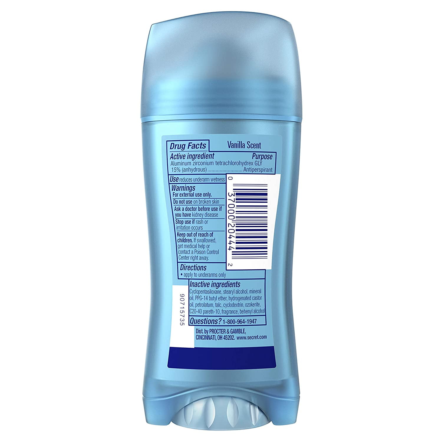 Secret Invisible Solid Antiperspirant and Deodorant for Women, Vanilla Scent, 2.6 oz, 2 Pack