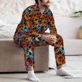 thumbnail image 5 of Mens Pajamas Set, Colorful Daisies Flowers A Button Down Long Sleeve Loungewear Sleepwear Pjs sets for Men, 5 of 5
