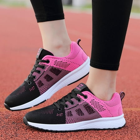 

YTJX Women Mesh Solid Non-Slip Lace-Up Shoe Sneakers Casual Shoe Student Running Shoe