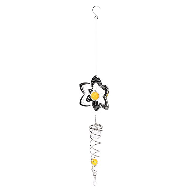 Hilanderos de viento de 15cm, hilo de pescar de acero inoxidable, hierro giratorio, 6 hojas, adornos florales para decoración, regalo