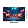 thumbnail image 3 of Neon Style Welcome Banner with Floral Elements and World Map Design Party Decorations Backdrop Photography Props for Gatherings Events and Celebrations, 3 of 7