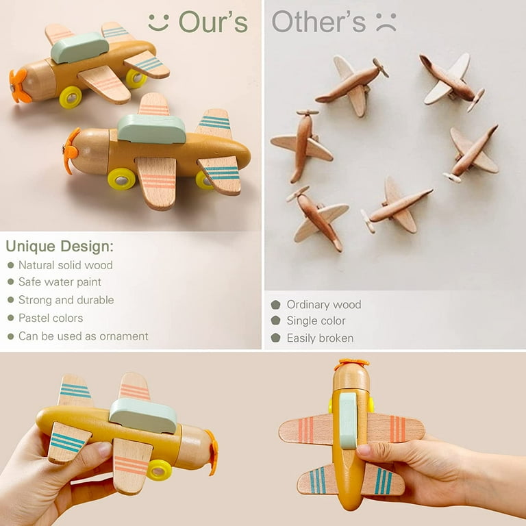 Wooden Airplane Toys - Wooden Airplane Play Set - Air Transport Toy-Montessori  Fine Motor Skills Toys for 1 2 3 4 Year Old Open Ended Play for Toddler,  Babies, Boys and Girls 