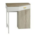 thumbnail image 2 of Spaco Corner Desk, Triangle Computer Desk Makeup Vanity Desk with 3 Drawers, Desk for Indoor as Home, Office, Gray+White, 2 of 5