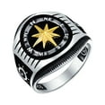 thumbnail image 2 of Bling Jewelry Mens Two Tone Mens Silver Ring Nautical Boat Wheel Viking Compass Signet Black Gold, 2 of 6