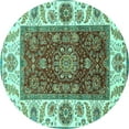 thumbnail image 1 of Ahgly Company Indoor Round Abstract Turquoise Blue Modern Area Rugs, 3' Round, 1 of 4