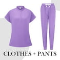 thumbnail image 2 of MLQIDK Womens Scrubs Plus Size Medical Uniforms Stretchy V Neck Scrub Tops and Pants Scrub Sets Nursing Top with Pockets Light Purple S, 2 of 4