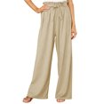 thumbnail image 4 of Sunloudy Pantalones casuales de pierna ancha para mujer, pantalones sueltos de longitud completa de cintura media atados de color sólido para damas, S / M / L / XL / XXL Sunloudy  S M L XL XXL, 4 of 8