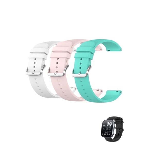 HYRACPO [3-Pack] Unisex Soft Silicone 22mm Sport Watch Strap for Amazfit Bip6/Bip5/Active Max Balance2/Balance