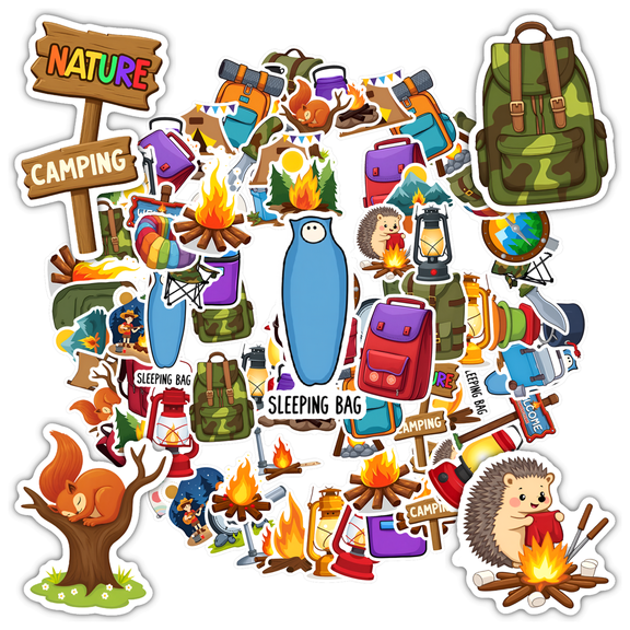 35pcs-50pcs Outdoor Kids Stickers Camping Stationery Stickers Nature Teacher Reward Stickers for Luggage Suitcase