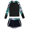 thumbnail image 3 of Yruioon Rash Guard Set for Kids Big Girls Flower Printed Swim Top with Bottoms 2 Piecs Swimwear Lily 14, 3 of 7