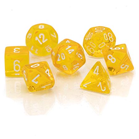 Chessex 23072 Translucent Polyhedral 7-Die Set Yellow and White