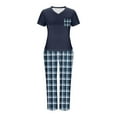 thumbnail image 4 of Simua Pajamas Sets for Women Casual Summer Lounge Sets Short Sleeve V-neck T-shirts and Plaid Pants Sleepwear 2 Piece Pjs Sets, 4 of 6