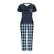 thumbnail image 4 of Blusa informal con cuello en V y manga corta para mujer, pantalones de moda, pijama, tops y pantalones de poliéster., 4 of 6