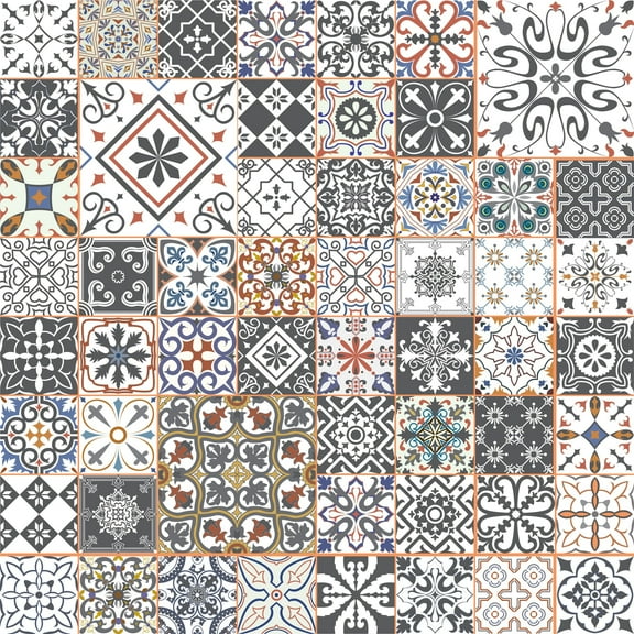 MuralsPrint Moroccan Tile Remoavble Wallpaper - 10'ft H x 24''inch W
