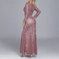 thumbnail image 3 of Babysbule Dresses for Women Women Long Sleeve Sequined Mesh Mermaid Party Round Neck Evening Dress, 3 of 7