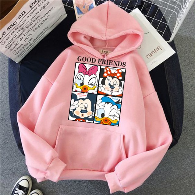 2024 Minnie Disney Sudadera con capucha Crop Top Mickey Mouse mujeres sudaderas con capucha niños niñas ropa de calle Harajuku