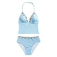 thumbnail image 3 of LILIYA Girl Swimsuits Two Piece Relaxed Fit Solid Color Little Girls' Swimwear Stretchy Sporty Bikini Sets 2 Piece Bathing Suit Size 7-16 Years, 3 of 7