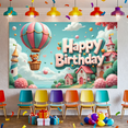 thumbnail image 6 of Colorful Balloons Happy Birthday Banner Teddy Bear Hot Air Balloon Decorative Design for Kid's Birthday Party Celebration Indoor Decoration, 6 of 7