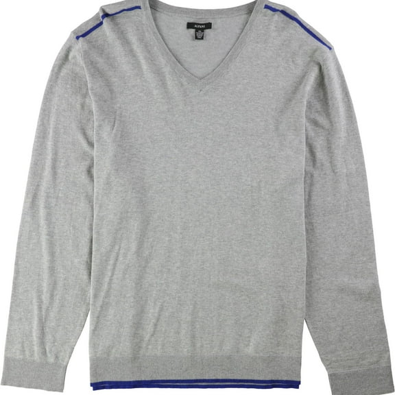 Alfani Mens V Neck Knit Sweater, Grey, X-Large