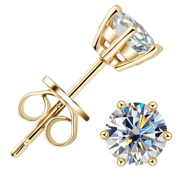 DESIGNICE 0.5 Carat D-Color Moissanite Stud Earrings - S925 Sterling Silver,Classic 6-Prong Sparkling Design,Women,Adults